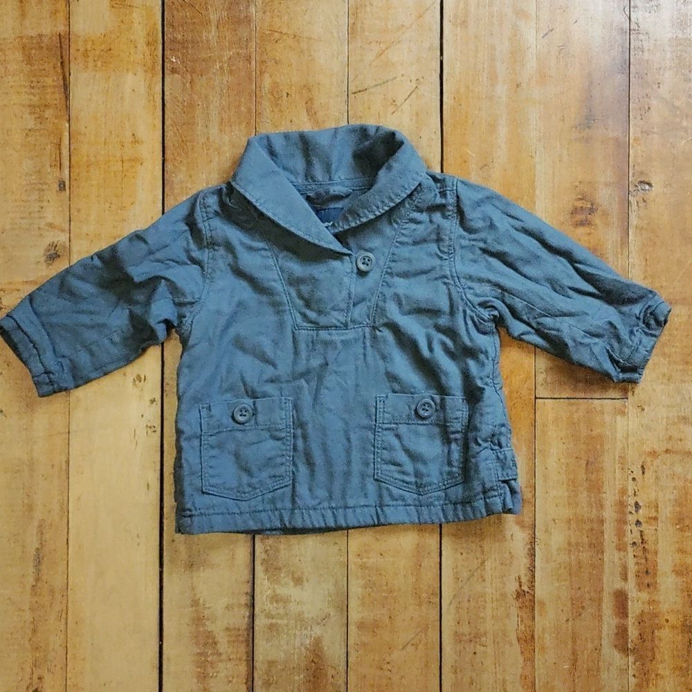 Gap Shirt 6 to 12 months Blue Gray long sleeve shirt pullover cowl neck Lined